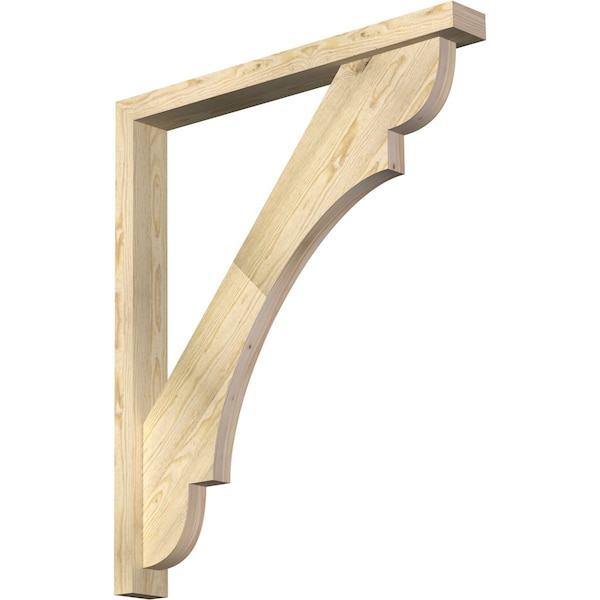 Ekena Millwork Olympic Block Rough Sawn Bracket w/ Offset Brace, Douglas Fir, 4"W x 34"D x 40"H BKT0402X34X40OLY05RDF - main